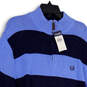 NWT Womens Blue Striped 1/4 Zip Long Sleeve Pullover Sweater Size XL image number 3