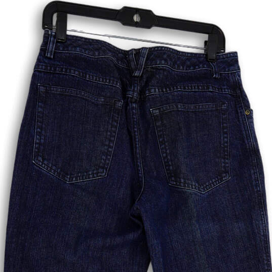 Womens Blue Denim Medium Wash Regular Fit Pockets Straight Jeans Size 8X31 image number 4