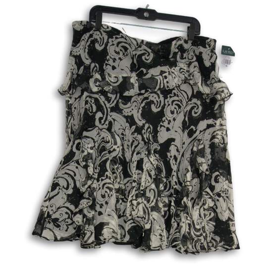 NWT Womens Gray Paisley Ruffle Knee Length Pull-On A-Line Skirt Size X-Large image number 1