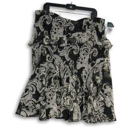 NWT Womens Gray Paisley Ruffle Knee Length Pull-On A-Line Skirt Size X-Large