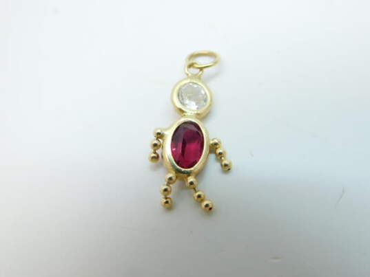 14K Yellow Gold Simulated Birthstone Boy & Girl Charms 2.3g image number 7