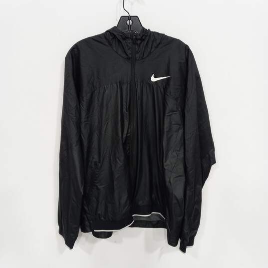 Nike Men's Black Full Zip Hooded Windbreaker Jacket Size XL image number 1