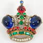 VNTG Mid Century 925 Sterling Silver Crown Trifari Jelly Belly Royal Crown Brooch image number 2