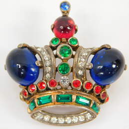 VNTG Mid Century 925 Sterling Silver Crown Trifari Jelly Belly Royal Crown Brooch alternative image