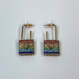 Designer Betsey Johnson Gold-Tone All You Need Is Love Lock Drop Earrings alternative image