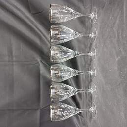 6 Piece Set of Metal Rimmed White Wine Glasses
