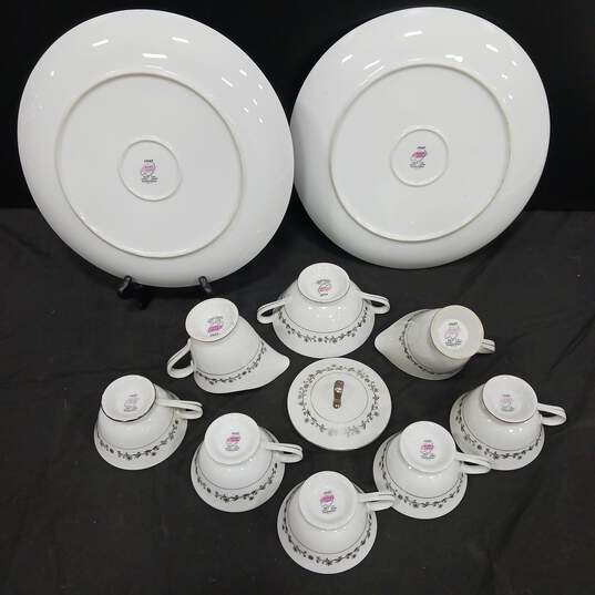 Bundle of 5 Arlen Fine China Tea Cups w/Matching Pair of Creamers and Plates image number 3