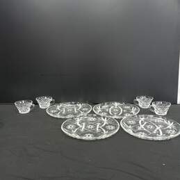 Vintage Bundle of 4 Glass Plates w/Matching Cups