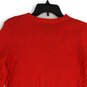 Womens Red Knitted Crew Neck Side Tie Long Sleeve Pullover Sweater Size M image number 4
