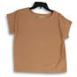 Womens Peach Crew Neck Short Sleeve Pullover Blouse Top Size Small image number 1