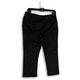 Womens Black Flat Front Straight Leg Regular Fit Cropped Pants Size L
