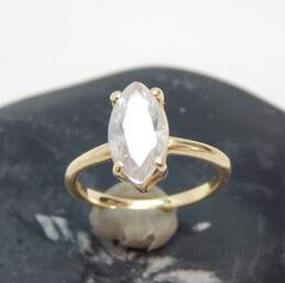 Romantic 14k Yellow Gold Solitaire Marquise Cut CZ Ring 2.7g