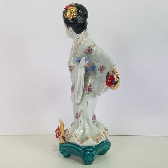 Porcelain Asian Figurine  / Mid Century 12.5 in,. High Stature image number 2