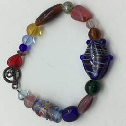 Rainbow Fenot Sterling Silver Glass Toggle Bracelet 25.2g alternative image