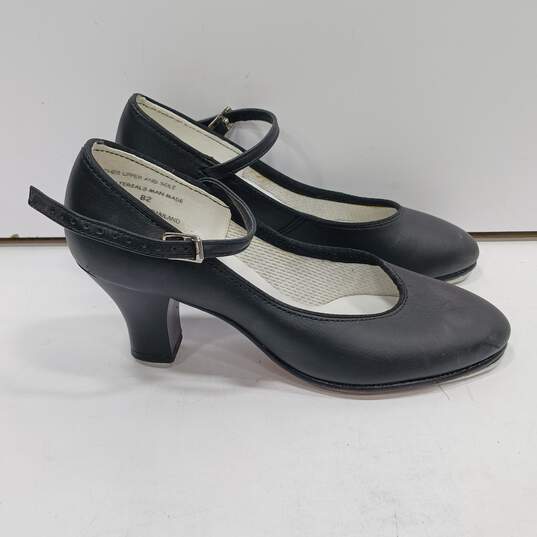 Women's Black Leather Tap Dance Shoes Size 5 image number 3
