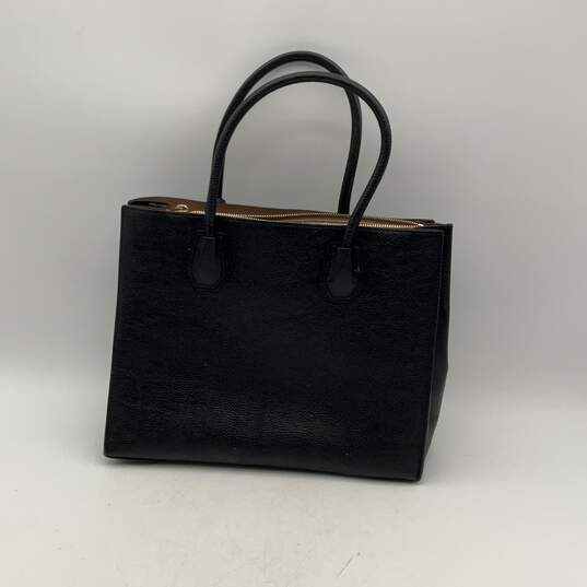Michael Kors Womens Black Leather Inner Pocket Double Top Handle Handbag Purse image number 2
