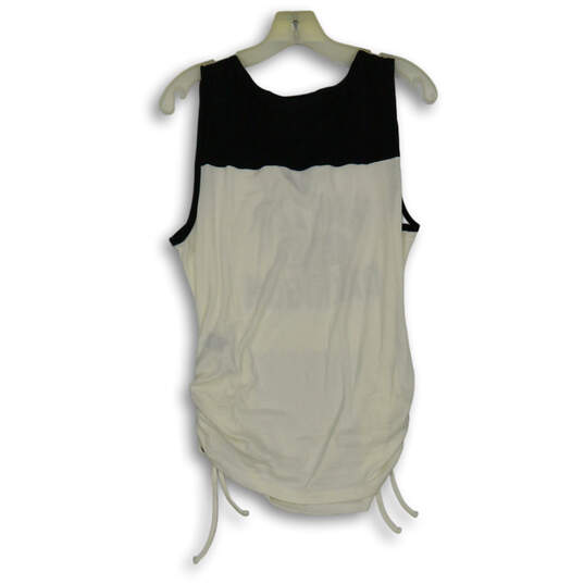 Buy the Womens White Black Race Her Sleeveless Pullover Tank Top