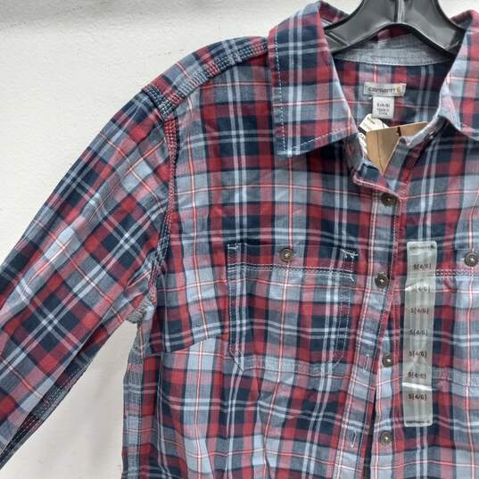 Carhartt Size 4/6 Small Blue/Red Plaid Shirt w/Tags image number 3