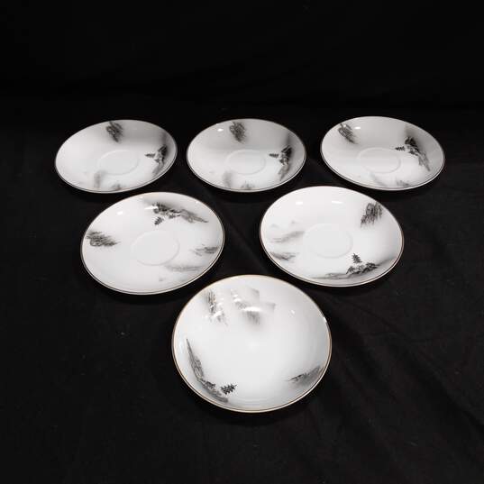 6PC Fukagawa Arita Hand Painted Saucers & Bowl Bundle image number 1