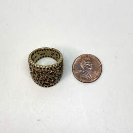 Designer Lucky Brand Gold-Tone Floral Figure Carving Hollow Band Ring alternative image