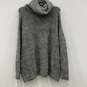 Womens Gray Knitted Turtle Neck Long Sleeve Oversized Pullover Sweater Size S image number 1