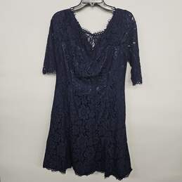 Navy Blue Lace Floral Print Dress