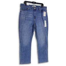 NWT Womens Blue Denim High Rise Straight Leg Jeans Size 18S/W34 L28