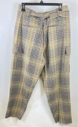 French Connection Women Beige Belted Plaid Pants Sz8 alternative image