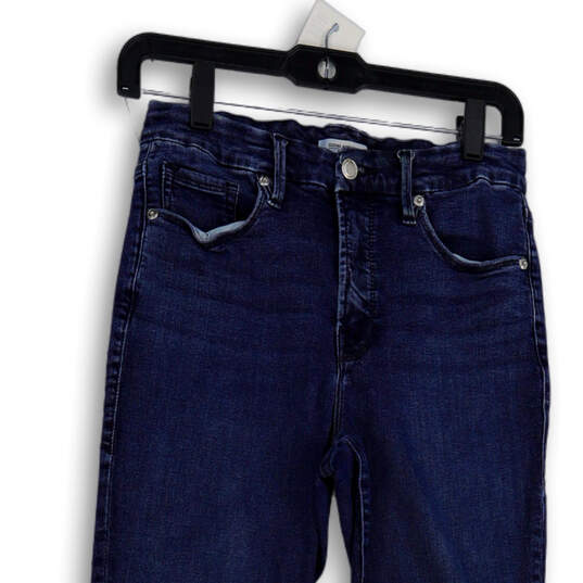Womens Blue Denim Medium Wash Raw Hem Skinny Leg Jeans Size 8/29 image number 3