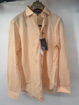 Mens Light Peach Cotton Long Sleeve Collared Dress Shirt Sz 16 T-0528741-N