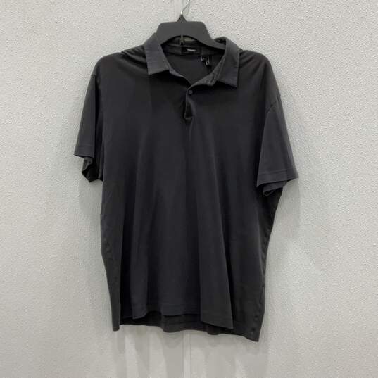 Theory Mens Black Bron B Cardasis Spread Collar Short Sleeve Polo Shirt Size L image number 1