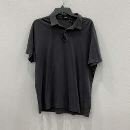 Theory Mens Black Bron B Cardasis Spread Collar Short Sleeve Polo Shirt Size L