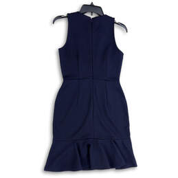 NWT Womens Blue Textured Sleeveless Round Neck Back Zip Sheath Dress Size 0 alternative image
