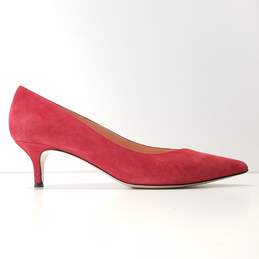 Brooks Brothers Suede Point Toe Kitten Heels Red 9