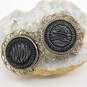 Vintage Taxco Mexico 925 Modernist Ripple Textured Coiled & Scalloped Circle Screw Back Earrings 11.3g image number 1