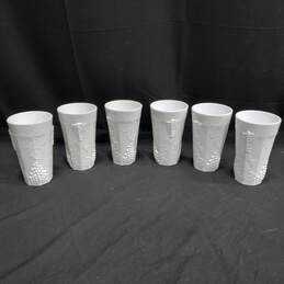 Set of 6 Indiana Colony Harvest Milk Glass Drinking Glasses