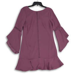 NWT Womens Purple V-Neck Bell Sleeve Peplum Hem Mini Dress Size 6 alternative image