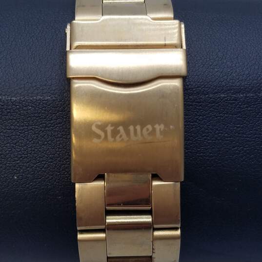 Stauer 24867 999.9 Gold Foil Dial 40mm Quartz Analog Day & Date Watch 134.0g image number 5