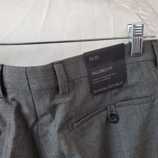 NWT Banana Republic Dress Pants Mens 33x30 Flat Front Gray Tailored Slim Fit image number 5