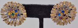 Vintage Park Lane Gold Tone Icy Rhinestone Clip Earrings 10.0g