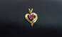 Romantic 10K Yellow Gold Ruby Heart Pendant 1.4g image number 1