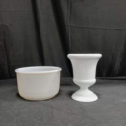 Pair of Milk Glass Vase & Bowl alternative image