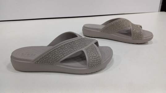 Crocs Women's Sloane Gray Embellished Sandals Size 9 image number 3