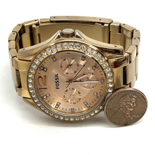 Designer Fossil Riley ES2811 Gold-Tone Stainless Steel Analog Wristwatch image number 2