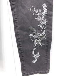 DG2 by Diane Gilman Womens Gray Embroidered Exposed Button Pull-On Jegging Jeans Size S NWT alternative image