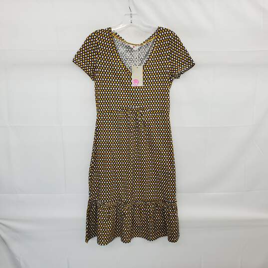Boden Yellow & White Patterned Cotton Midi Dress WM Size 2R NWT image number 1