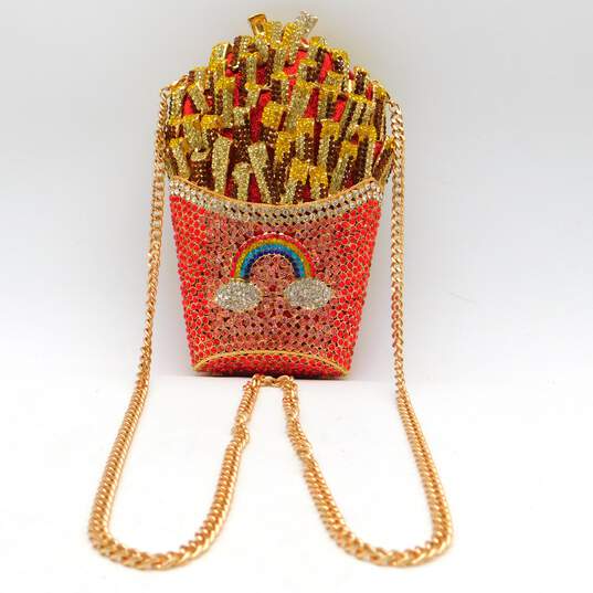 Rhinestone French Fries Rainbow Clutch Bag