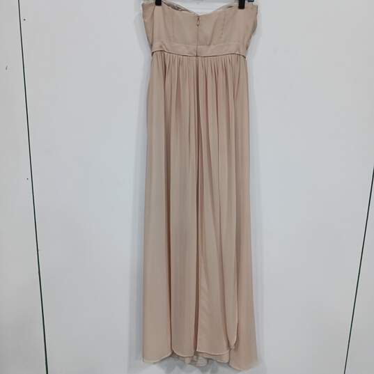 Womens Beige Strapless V Neck Pleated Formal Maxi Dress Size 2 Juniors image number 2