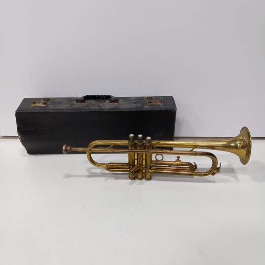 Vintage Sterling Brass Trumpet in Hard Case image number 1