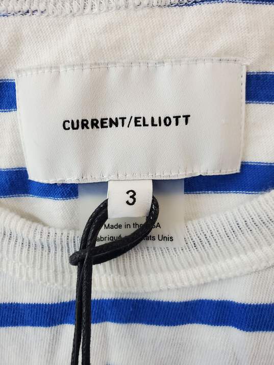 Current Elliot Size 3 Side Slit Ruffle Bright Blue and White Stripes image number 3